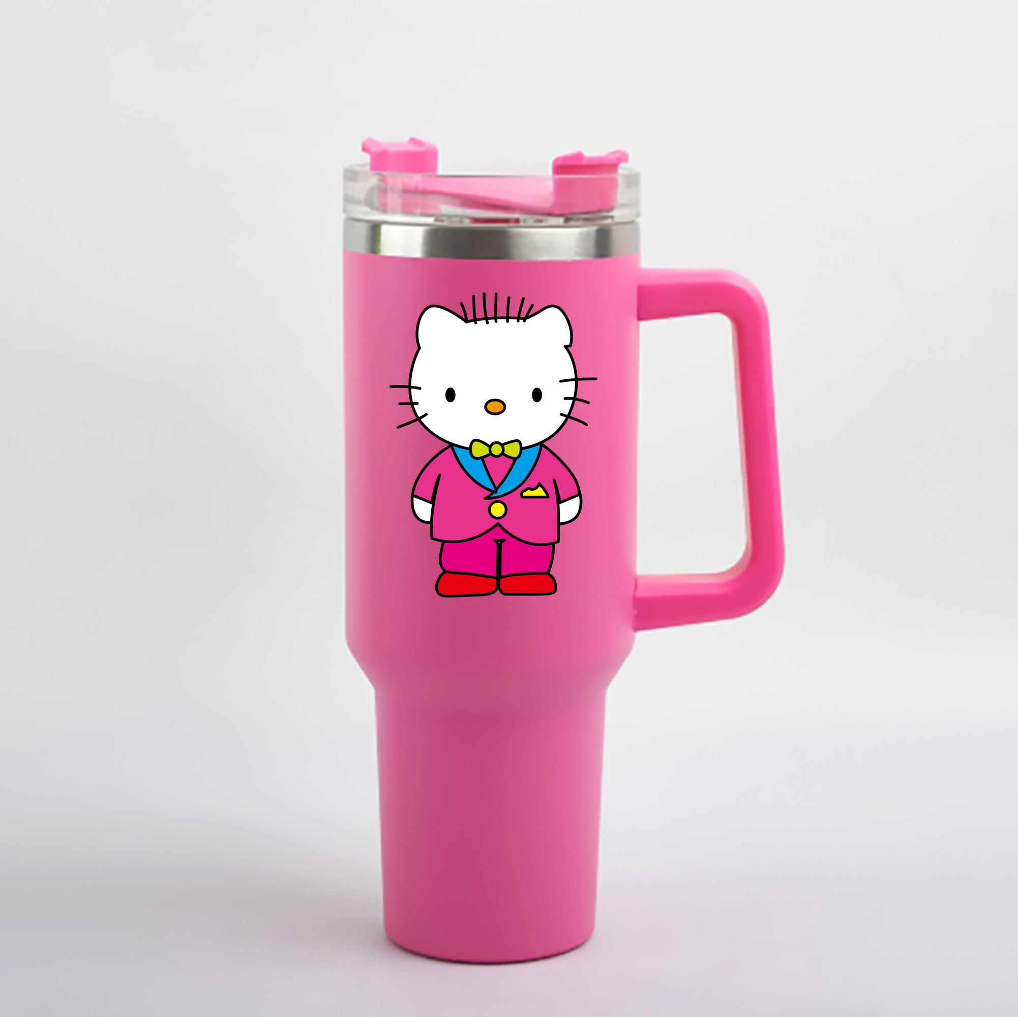 （画像用） Hello Kitty ハローキティ 1200mL車用タンブラー - クリスタルステッカー（プラスチックストロー付き）